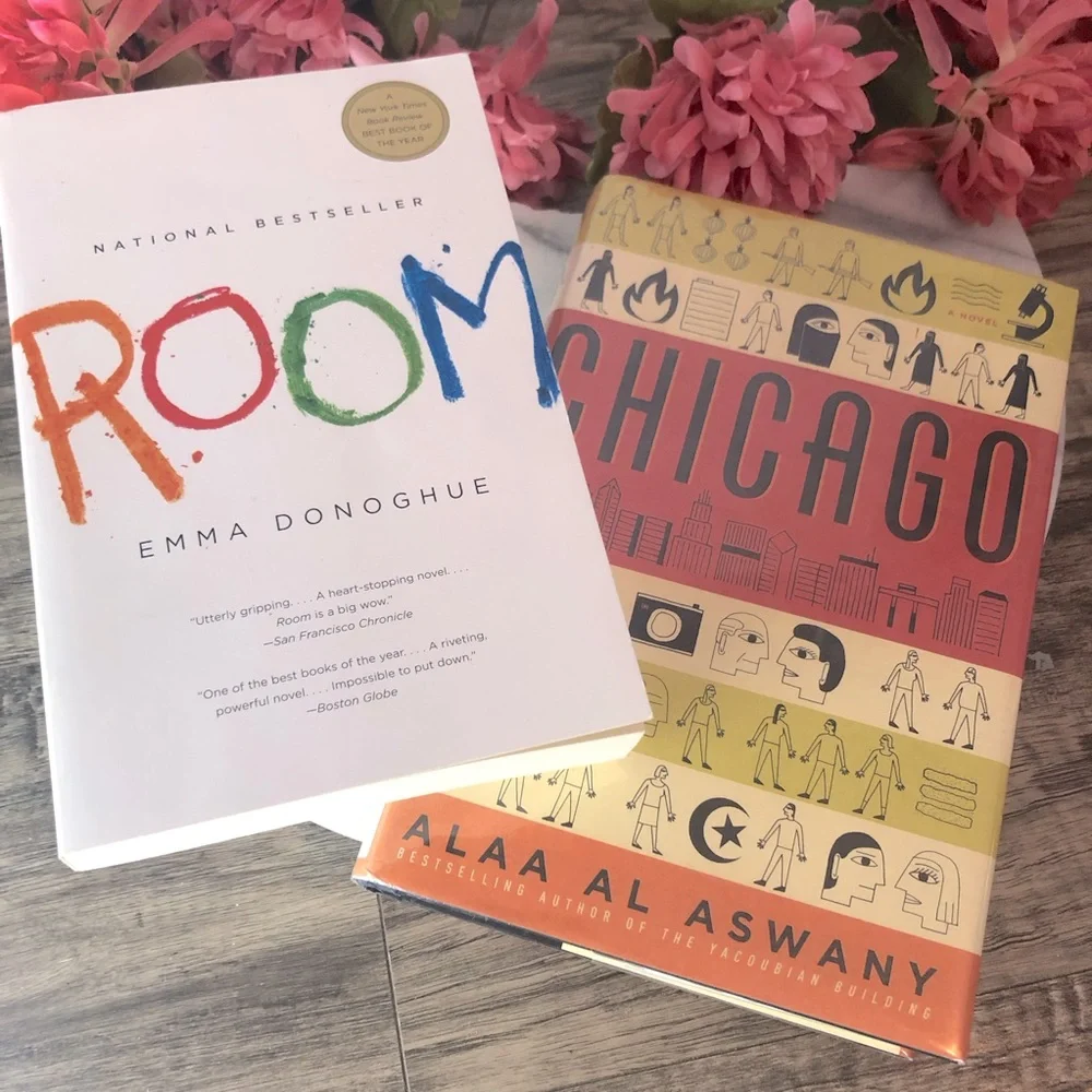 ROOM by Emma Donoghue & CHICAGO hardcover & paperback novels thrillers politics